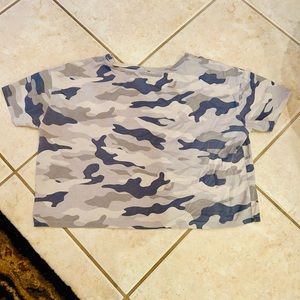 Blue and grey camo crop top